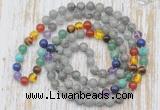 GMN6437 Hand-knotted 7 Chakra 8mm, 10mm labradorite 108 beads mala necklaces