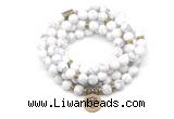 GMN7001 8mm matte white howlite 108 mala beads wrap bracelet necklaces