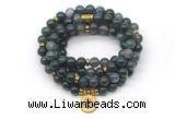 GMN7008 8mm moss agate 108 mala beads wrap bracelet necklace