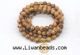 GMN7016 8mm picture jasper 108 mala beads wrap bracelet necklace