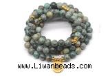 GMN7029 8mm African turquoise 108 mala beads wrap bracelet necklace