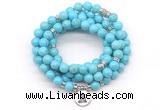 GMN7053 8mm blue howlite 108 mala beads wrap bracelet necklaces