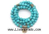 GMN7054 8mm turquoise 108 mala beads wrap bracelet necklaces