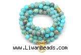 GMN7055 8mm blue sea sediment jasper 108 mala beads wrap bracelet necklaces