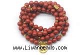 GMN7059 8mm red jasper 108 mala beads wrap bracelet necklaces