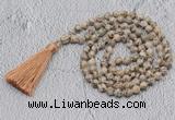 GMN706 Hand-knotted 8mm, 10mm feldspar 108 beads mala necklaces with tassel