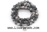 GMN7062 8mm black water jasper 108 mala beads wrap bracelet necklaces