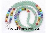 GMN7110 7 Chakra 8mm green aventurine 108 mala beads wrap bracelet necklaces