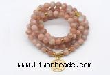 GMN7130 Chakra 8mm sunstone 108 mala beads wrap bracelet necklaces