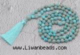 GMN720 Hand-knotted 8mm, 10mm sea sediment jasper 108 beads mala necklaces with tassel