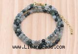 GMN7203 4mm faceted round tiny moss agate beaded necklace jewelry