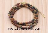 GMN7232 4mm faceted round tiny picasso jasper beaded necklace jewelry