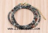 GMN7235 4mm faceted round tiny African bloodstone beaded necklace jewelry