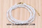 GMN7251 4mm faceted round tiny white moonstone beaded necklace jewelry