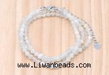 GMN7252 4mm faceted round tiny white moonstone beaded necklace jewelry