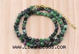 GMN7264 4mm faceted round ruby zoisite beaded necklace jewelry