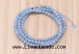 GMN7268 4mm faceted round blue angel skin beaded necklace jewelry