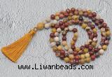 GMN727 Hand-knotted 8mm, 10mm mookaite 108 beads mala necklaces with tassel