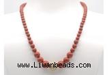 GMN7302 red jasper graduated beaded necklace & bracelet set