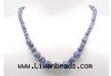 GMN7313 blue spot stone graduated beaded necklace & bracelet set