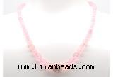 GMN7325 rose quartz graduated beaded necklace & bracelet set