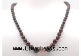 GMN7333 red tiger eye graduated beaded necklace & bracelet set