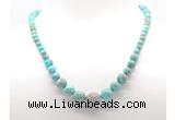 GMN7349 blue sea sediment jasper graduated beaded necklace & bracelet set