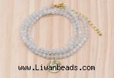 GMN7400 4mm faceted round tiny white jade beaded necklace with constellation charm