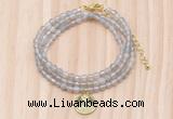 GMN7401 4mm faceted round tiny grey agate beaded necklace with constellation charm