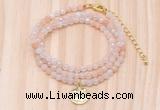 GMN7407 4mm faceted round tiny pink aventurine beaded necklace with constellation charm