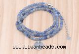 GMN7410 4mm faceted round tiny blue aventurine beaded necklace with constellation charm