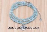 GMN7413 4mm faceted round tiny amazonite beaded necklace with constellation charm