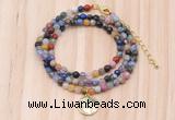 GMN7420 4mm faceted round tiny mixed gemstone beaded necklace with constellation charm