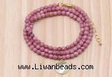 GMN7426 4mm faceted round tiny pink wooden jasper beaded necklace with constellation charm