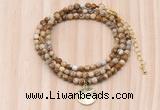 GMN7427 4mm faceted round tiny picture jasper beaded necklace with constellation charm