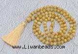 GMN744 Hand-knotted 8mm, 10mm golden tiger eye 108 beads mala necklaces with tassel