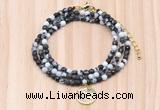 GMN7441 4mm faceted round tiny black & white jasper beaded necklace with constellation charm