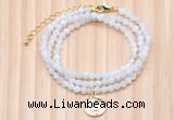 GMN7451 4mm faceted round tiny white moonstone beaded necklace with constellation charm