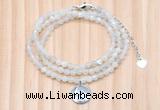 GMN7452 4mm faceted round tiny white moonstone beaded necklace with constellation charm