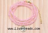 GMN7456 4mm faceted round tiny rose quartz beaded necklace with constellation charm