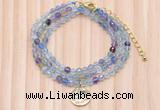 GMN7461 4mm faceted round fluorite beaded necklace with constellation charm