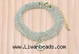 GMN7462 4mm faceted round prehnite beaded necklace with constellation charm