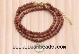 GMN7465 4mm faceted round goldstone beaded necklace with constellation charm