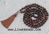 GMN747 Hand-knotted 8mm, 10mm red tiger eye 108 beads mala necklaces with tassel