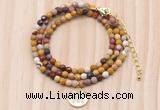 GMN7533 4mm faceted round tiny mookaite jasper beaded necklace with letter charm