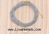 GMN7555 4mm faceted round tiny labradorite beaded necklace with letter charm