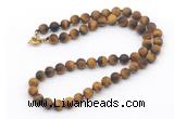 GMN7638 18 - 36 inches 8mm, 10mm matte yellow tiger eye beaded necklaces