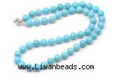 GMN7701 18 - 36 inches 8mm, 10mm round blue howlite beaded necklaces