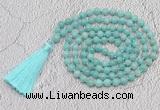 GMN773 Hand-knotted 8mm, 10mm amazonite 108 beads mala necklaces with tassel