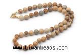 GMN7776 18 - 36 inches 8mm, 10mm round picture jasper beaded necklaces